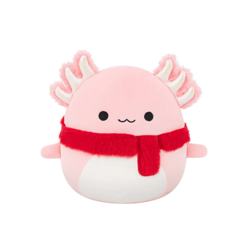 SQUISHMALLOWS Růžový axolotl s šálou – Archie, 30 cm