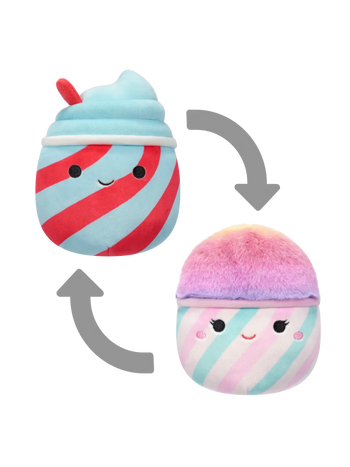 SQUISHMALLOWS 2v1 ledová drť Tucker a cukrová vata Bevin, 13 cm
